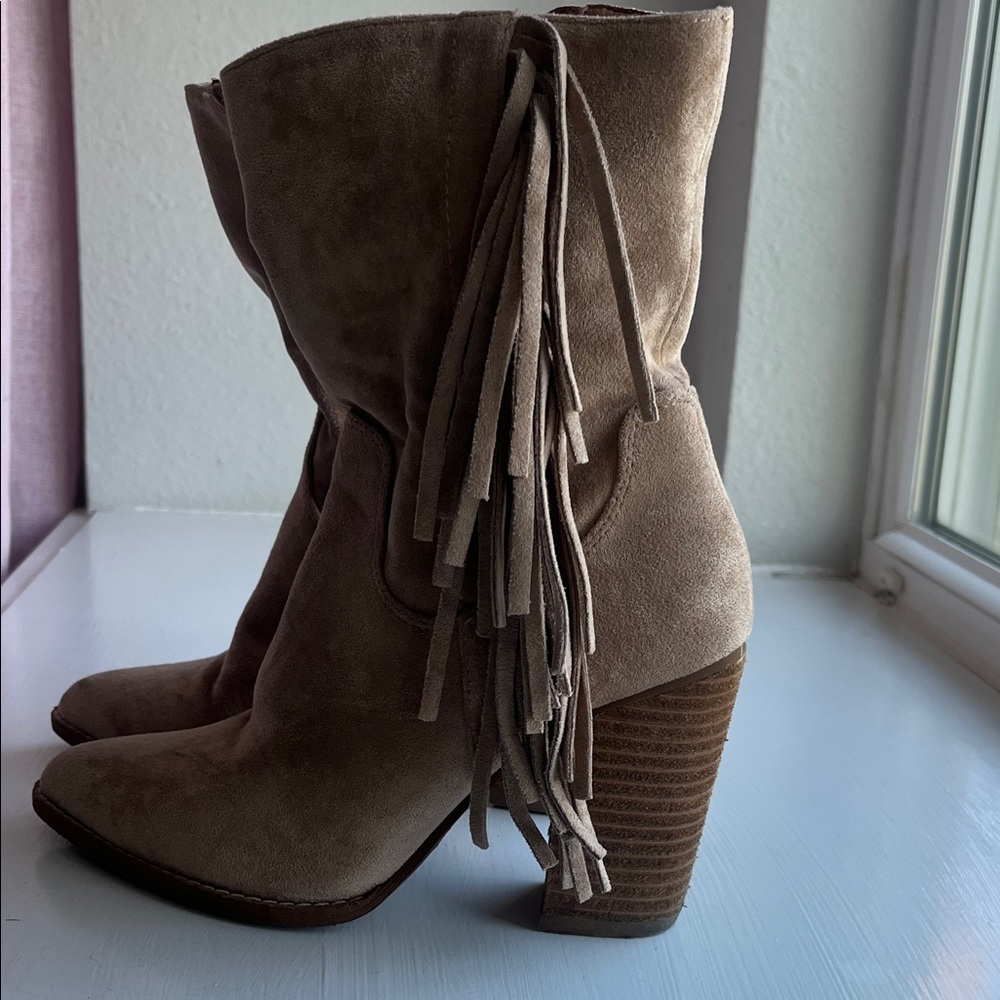 Stylish Tan Fringe Ankle Boots